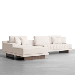 Modern Living Room Couch Set Fabric L-Shaped White Modular Sectional Sofa & Wood Block Coffee Table - thumbnail 6