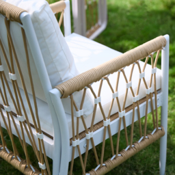 7 PCS Woven Rope Outdoor Dining Set Boho Style Yard & Patio Furniture for 4-6 Person in Khaki & White Cushion & Pillow Included - thumbnail 8