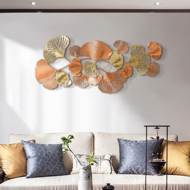 1370mm Farmhouse Gold Ginkgo Leaves Wall Decor For Living Room Bedroom Metal Wall Art - image 1