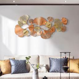 1370mm Farmhouse Gold Ginkgo Leaves Wall Decor For Living Room Bedroom Metal Wall Art