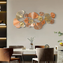 1370mm Farmhouse Gold Ginkgo Leaves Wall Decor For Living Room Bedroom Metal Wall Art - thumbnail 9
