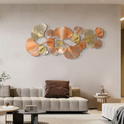 1370mm Farmhouse Gold Ginkgo Leaves Wall Decor For Living Room Bedroom Metal Wall Art - thumbnail 2