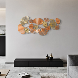 1370mm Farmhouse Gold Ginkgo Leaves Wall Decor For Living Room Bedroom Metal Wall Art - thumbnail 6