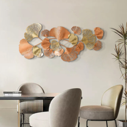 1370mm Farmhouse Gold Ginkgo Leaves Wall Decor For Living Room Bedroom Metal Wall Art - thumbnail 3