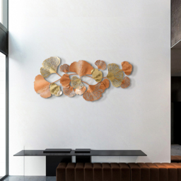 1370mm Farmhouse Gold Ginkgo Leaves Wall Decor For Living Room Bedroom Metal Wall Art - thumbnail 7