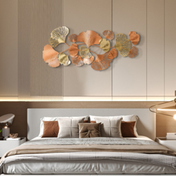 1370mm Farmhouse Gold Ginkgo Leaves Wall Decor For Living Room Bedroom Metal Wall Art - thumbnail 4