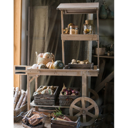 Natural Solid Wood Garden Cart Display Plant Stand Potting Bench - thumbnail 7