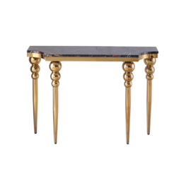 1200mm Mid-Century Modern Black Narrow Console Table Faux Marble Entryway Table Stainless Steel Legs - thumbnail 5