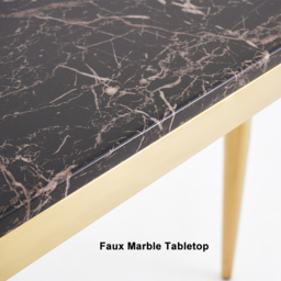 1200mm Mid-Century Modern Black Narrow Console Table Faux Marble Entryway Table Stainless Steel Legs - thumbnail 7