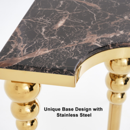 1200mm Mid-Century Modern Black Narrow Console Table Faux Marble Entryway Table Stainless Steel Legs - thumbnail 6