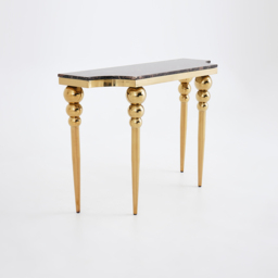 1200mm Mid-Century Modern Black Narrow Console Table Faux Marble Entryway Table Stainless Steel Legs - thumbnail 8