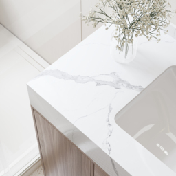 "39.3"" Floating Bathroom Vanity Cultured Marble Top Bathroom Cabinet Walnut with Sink" - thumbnail 9