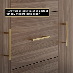 "39.3"" Floating Bathroom Vanity Cultured Marble Top Bathroom Cabinet Walnut with Sink" - thumbnail 6