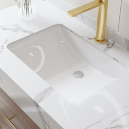 "39.3"" Floating Bathroom Vanity Cultured Marble Top Bathroom Cabinet Walnut with Sink" - thumbnail 8