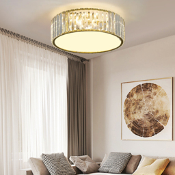Modern Drum Acrylic 4-Light Flush Mount Light in Gold with Crystal - thumbnail 7