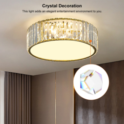 Modern Drum Acrylic 4-Light Flush Mount Light in Gold with Crystal - thumbnail 9