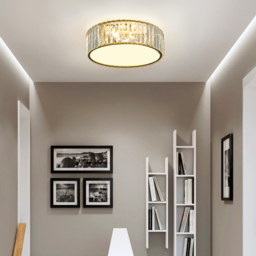 Modern Drum Acrylic 4-Light Flush Mount Light in Gold with Crystal - thumbnail 2