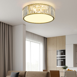 Modern Drum Acrylic 4-Light Flush Mount Light in Gold with Crystal - thumbnail 5