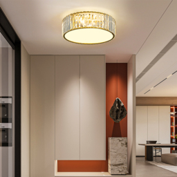 Modern Drum Acrylic 4-Light Flush Mount Light in Gold with Crystal - thumbnail 3