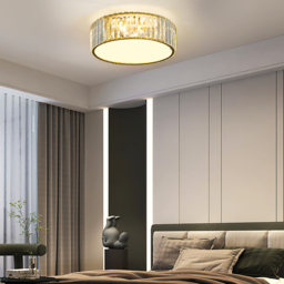 Modern Drum Acrylic 4-Light Flush Mount Light in Gold with Crystal - thumbnail 4