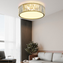 Modern Drum Acrylic 4-Light Flush Mount Light in Gold with Crystal - thumbnail 6