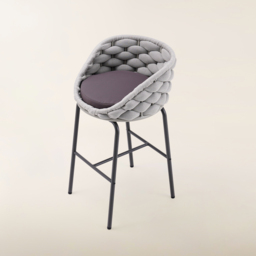 2 Pieces Outdoor Chair Patio Woven Rope & Aluminum 960mm Bar Stools Set with Backs - thumbnail 8
