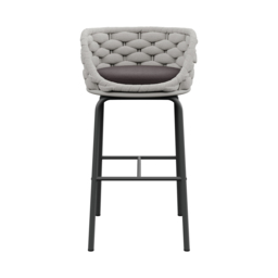 2 Pieces Outdoor Chair Patio Woven Rope & Aluminum 960mm Bar Stools Set with Backs - thumbnail 2