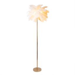 Loftus Art Deco Tree Floor Lamp with White Feather Shade Rose Gold Finish - thumbnail 5