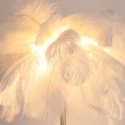 Loftus Art Deco Tree Floor Lamp with White Feather Shade Rose Gold Finish - thumbnail 3