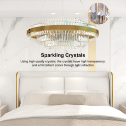 Fixedo Modern Tiered Crystal LED Chandelier in Brass Light - thumbnail 3