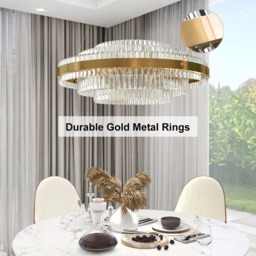 Fixedo Modern Tiered Crystal LED Chandelier in Brass Light - thumbnail 2