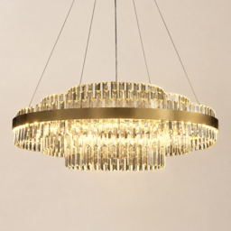 Fixedo Modern Tiered Crystal LED Chandelier in Brass Light - thumbnail 9