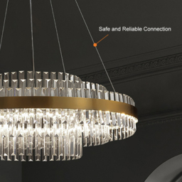 Fixedo Modern Tiered Crystal LED Chandelier in Brass Light - thumbnail 4