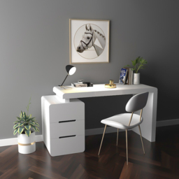 Mular White 3-Drawer Writing Desk with 3 Drawers Office Furniture (1200mm） - thumbnail 2