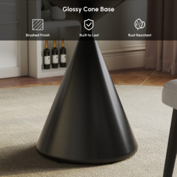 Modern 152 cm Round Matte Sintered Stone Dining Table with Black Pedestal Base, Seats 6 - thumbnail 6