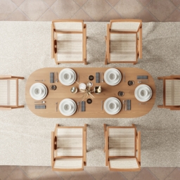 Oval Dining Table Solid Wood Top & Pedestals for 6 Tintica Japandi - thumbnail 9