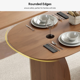 Oval Dining Table Solid Wood Top & Pedestals for 6 Tintica Japandi - thumbnail 6