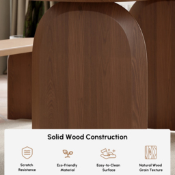 Oval Dining Table Solid Wood Top & Pedestals for 6 Tintica Japandi - thumbnail 7