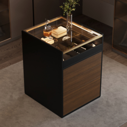 Saddle Leather 7-Dresser Walk-In Closet Island with Light & Jewelry Display - thumbnail 3