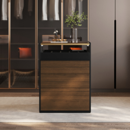Saddle Leather 7-Dresser Walk-In Closet Island with Light & Jewelry Display - thumbnail 7
