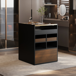 Saddle Leather 7-Dresser Walk-In Closet Island with Light & Jewelry Display - thumbnail 2