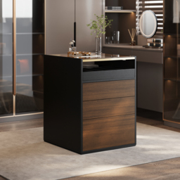 Saddle Leather 7-Dresser Walk-In Closet Island with Light & Jewelry Display - thumbnail 6