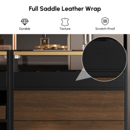 Saddle Leather 7-Dresser Walk-In Closet Island with Light & Jewelry Display - thumbnail 8