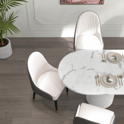 Darg Modern Dining Chairs PU Leather in White & Gray with Metal Legs Set of 2 Dining Room Chairs - thumbnail 8