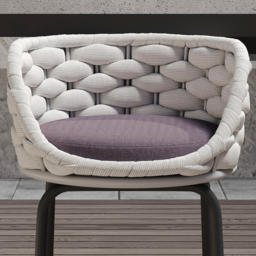 2 PCS Woven Rope Patio Bar Stool Modern Yard & Patio Chairs in Grey (Set of 2) - thumbnail 6