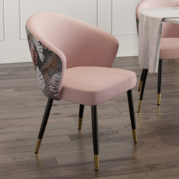 Set of 8 Velvet Dining Chairs Upholstered Modern Pink Dining Room Chairs with Arm - thumbnail 4