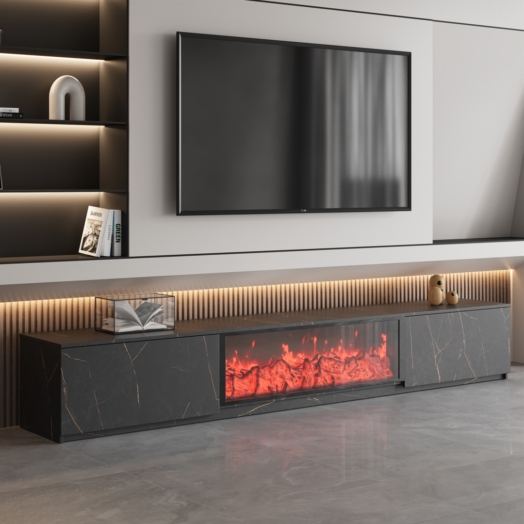 FurnitureHMD Fireplace Console Hidden Storage Cabinet Wood Fire Surround Cabinet Mantelpiece White Grey Living Room