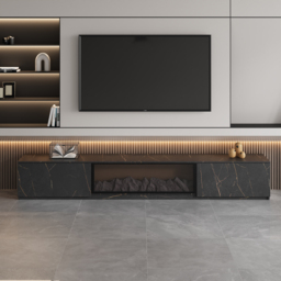 180 cm Electric Fireplace Wood Storage TV Stand with Remote Control for TVs Up to 180 cm - thumbnail 7