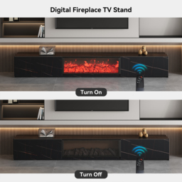 180 cm Electric Fireplace Wood Storage TV Stand with Remote Control for TVs Up to 180 cm - thumbnail 9