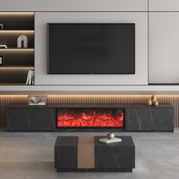 180 cm Electric Fireplace Wood Storage TV Stand with Remote Control for TVs Up to 180 cm - thumbnail 5